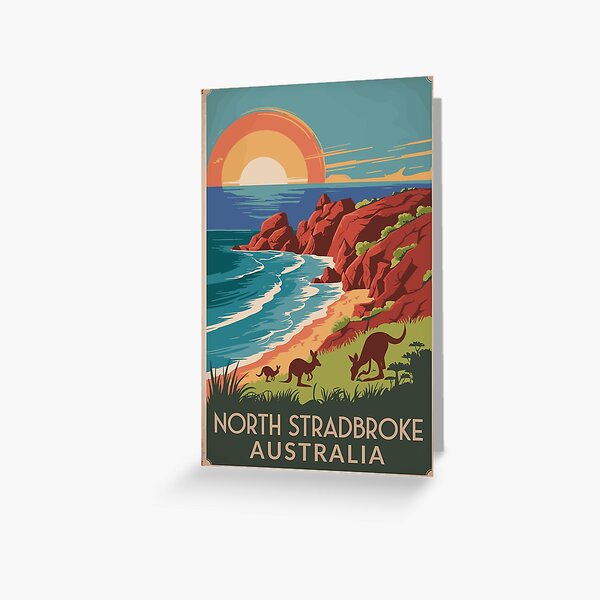 Item preview, North Stradbroke Island Kangaroos Illustration Travel Art Vintage designed and sold by KrisSidDesigns.