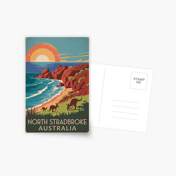 Item preview, North Stradbroke Island Kangaroos Illustration Travel Art Vintage designed and sold by KrisSidDesigns.