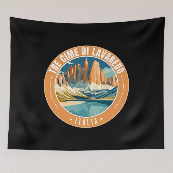 Item preview, Tre Cime di Lavaredo in Dolomiti di Sesto Italy Retro Travel Art Emblem designed and sold by MaateoDesign.