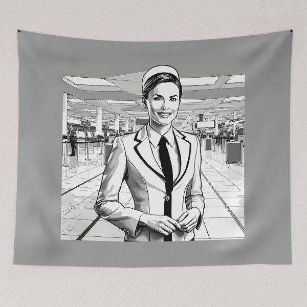Item preview, Female Cabin Crew at the airport designed and sold by EMaviation_.