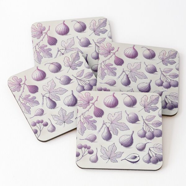 Item preview, Silhouettes of figs and purple plums drawn in thin lines designed and sold by Designer667.