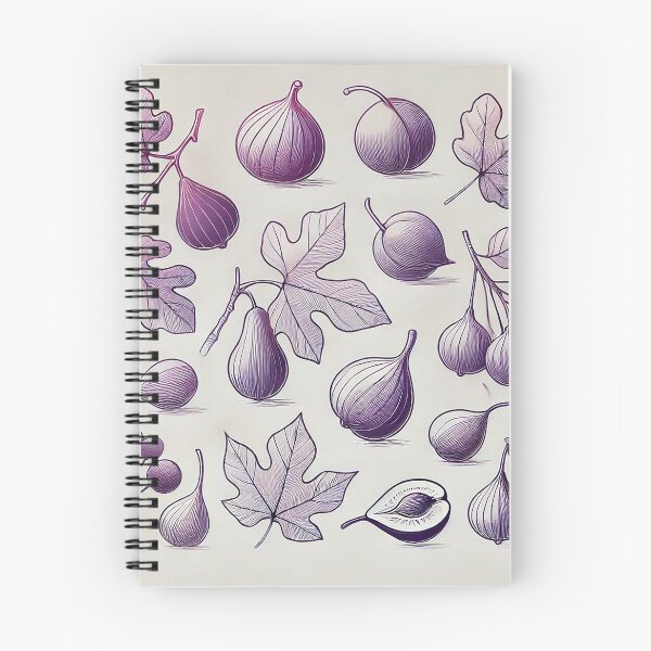 Item preview, Silhouettes of figs and purple plums drawn in thin lines designed and sold by Designer667.