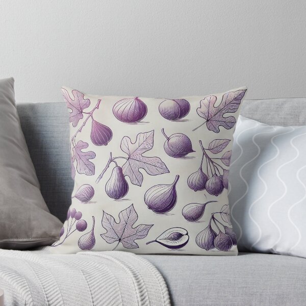 Item preview, Silhouettes of figs and purple plums drawn in thin lines designed and sold by Designer667.