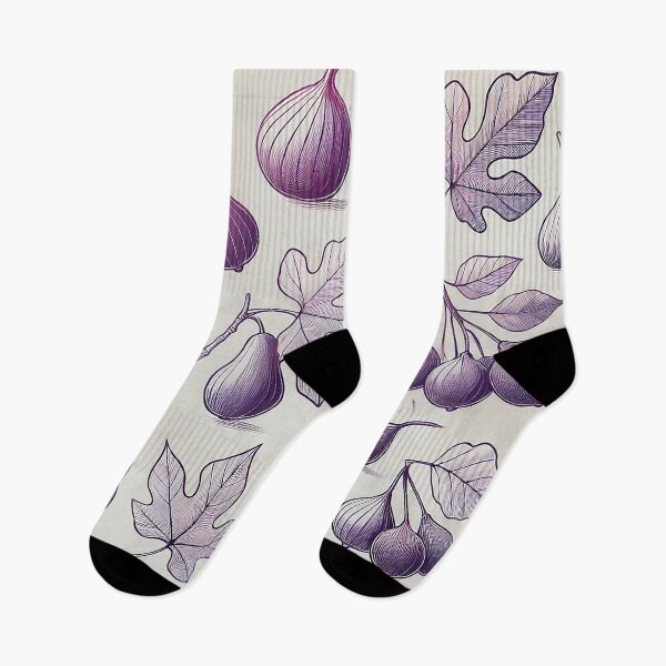 Item preview, Silhouettes of figs and purple plums drawn in thin lines designed and sold by Designer667.