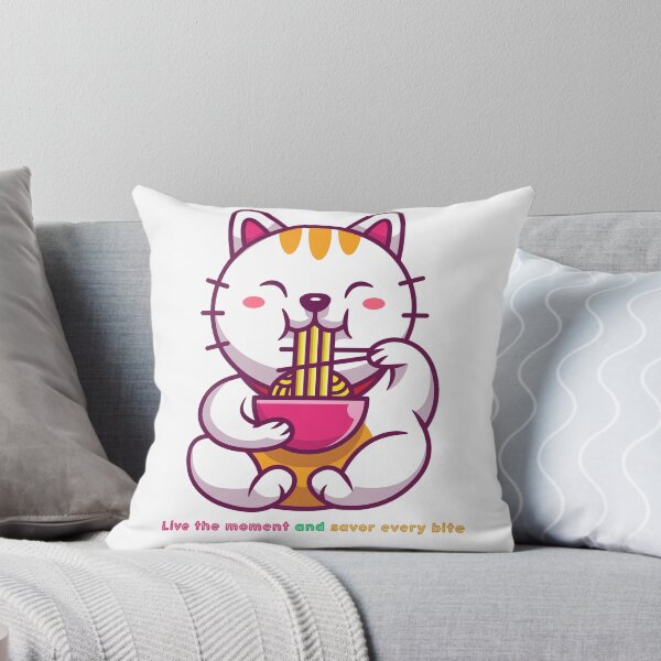 Item preview, Happy Cat Enjoying Noodles with Joy designed and sold by Dranassben17.