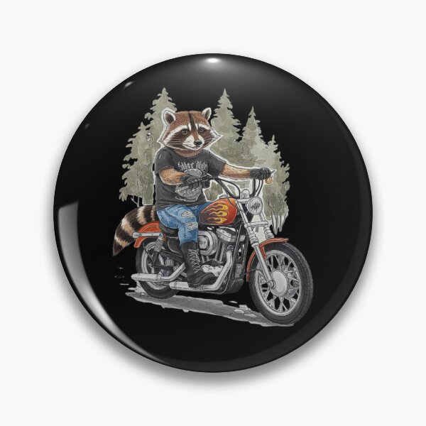Item preview, Raccoon on a Motorcycle: Cool Biker Design in the Forest designed and sold by love3617.