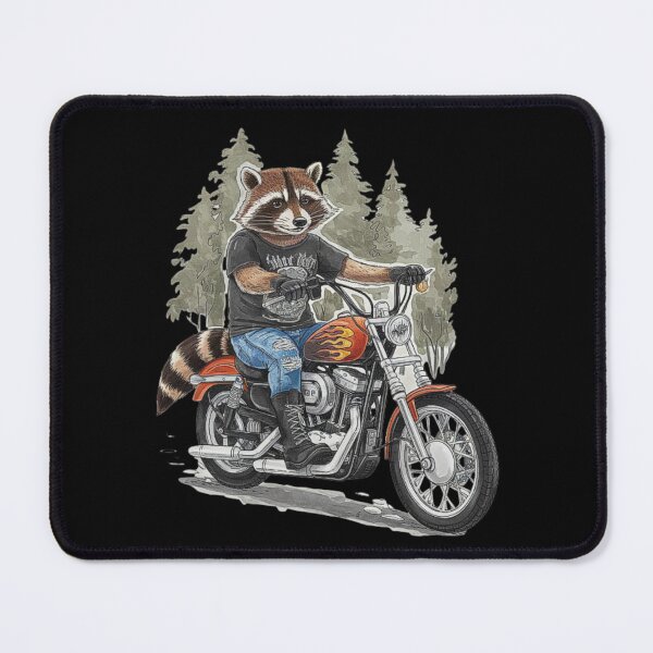 Item preview, Raccoon on a Motorcycle: Cool Biker Design in the Forest designed and sold by love3617.