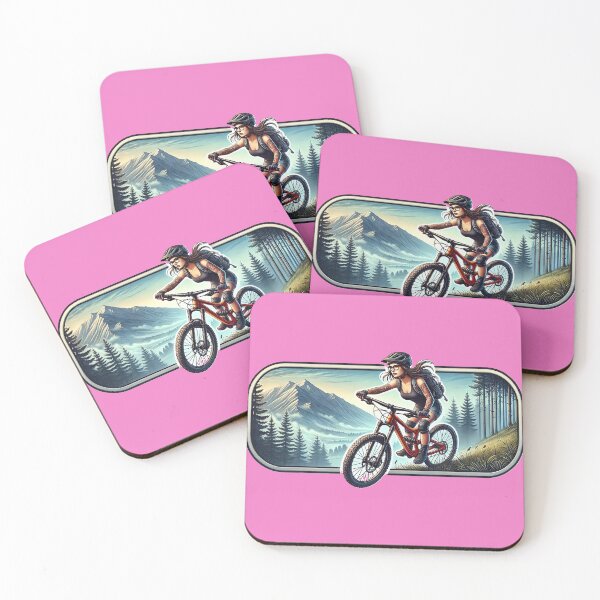 Item preview, Lady Mountain Biker Cyclist in Action  designed and sold by WackyJacks.