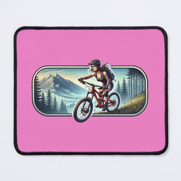 Item preview, Lady Mountain Biker Cyclist in Action designed and sold by WackyJacks.