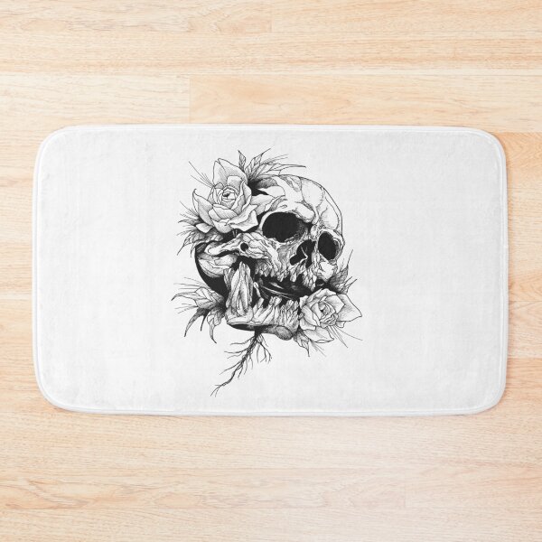 Item preview, Skull with lotus flowers - Decay - White designed and sold by RowenaTmT.