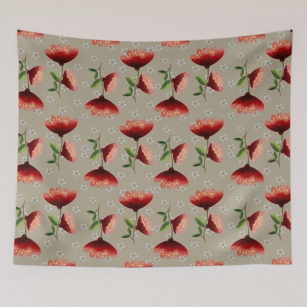 Item preview, Elegant Red Floral Watercolor Pattern Nature-Inspired Design designed and sold by Almanzart.