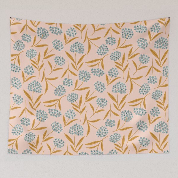 Item preview, Blue squill delicate non-directional flowers - Salmon pink designed and sold by Illustrated by Nat.