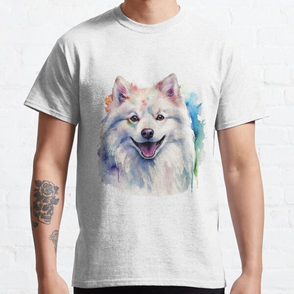 Item preview, Colorful American Eskimo Dog Watercolor Art designed and sold by doglovershirts.