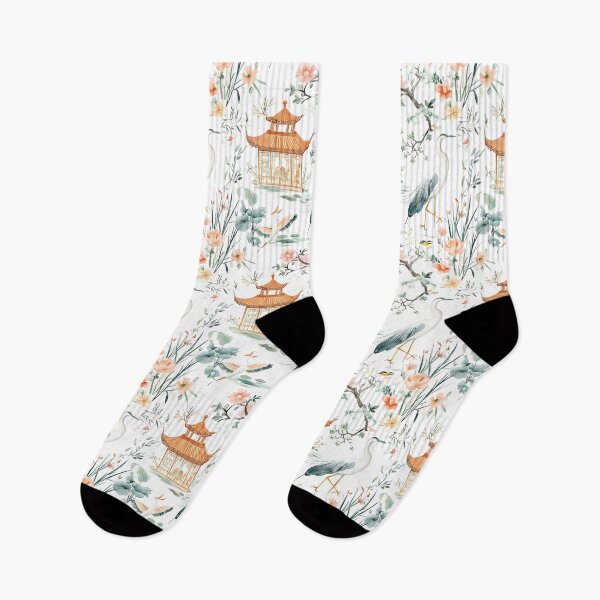Item preview, Chinese seamless pattern with herons and flora designed and sold by Lewis-mart.