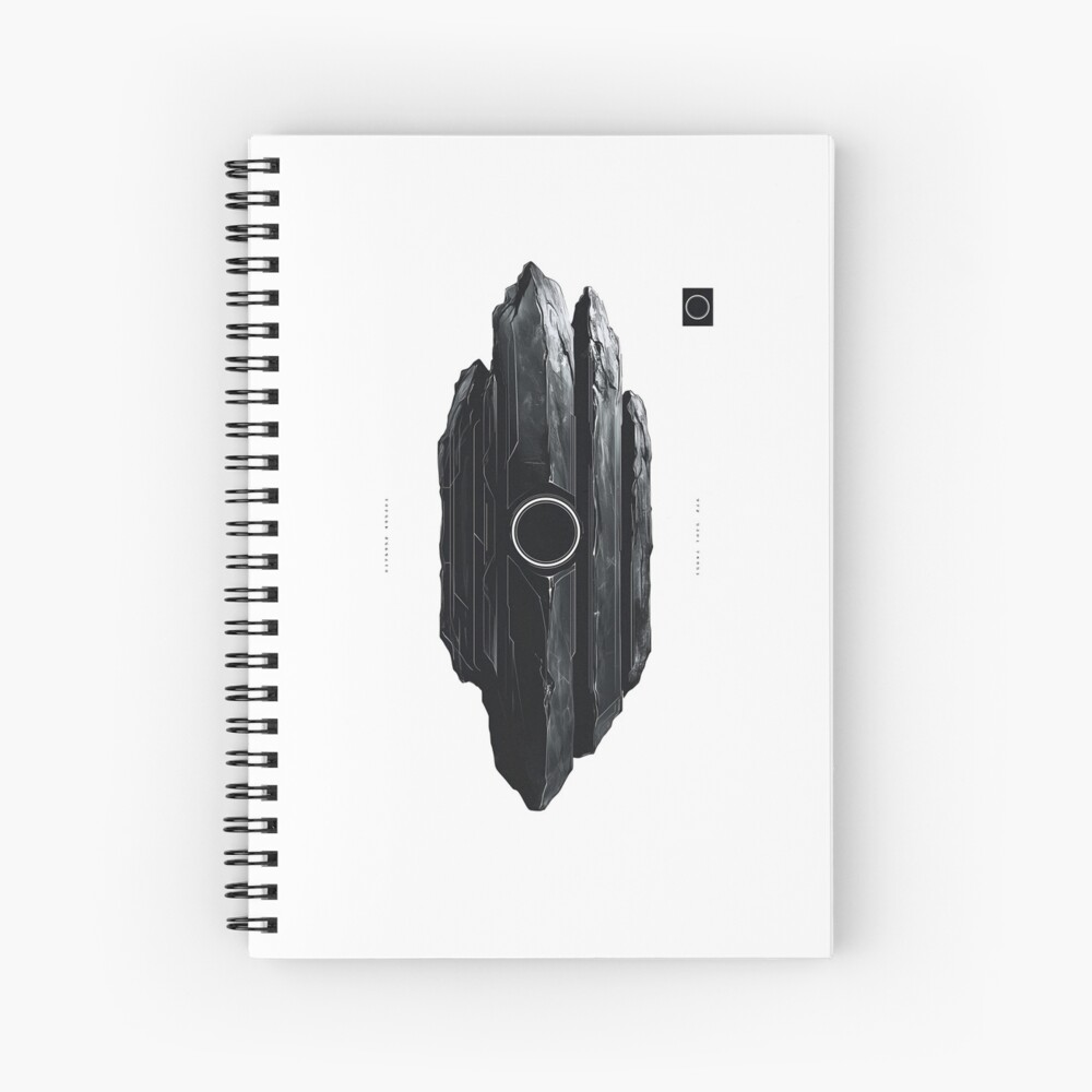 Futuristic Black Obsidian Monolith - Sci-Fi Minimalist Geometric Spiral Notebook