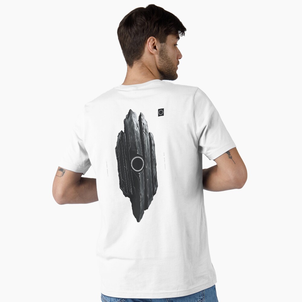 Essential T-Shirt Futuristic Black Obsidian Monolith - Sci-Fi Minimalist Geometric Crystal