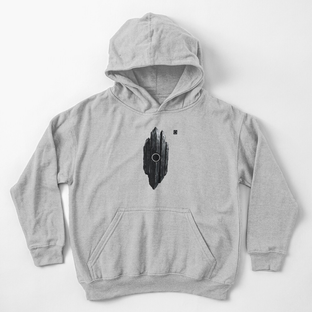 Kids Pullover Hoodie Futuristic Black Obsidian Monolith – Sci-Fi Minimalist Geometric Crystal