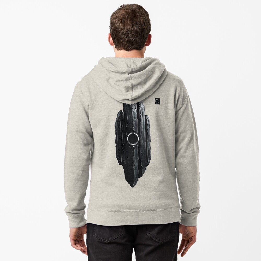 Zipped Hoodie - Futuristic Black Obsidian Monolith