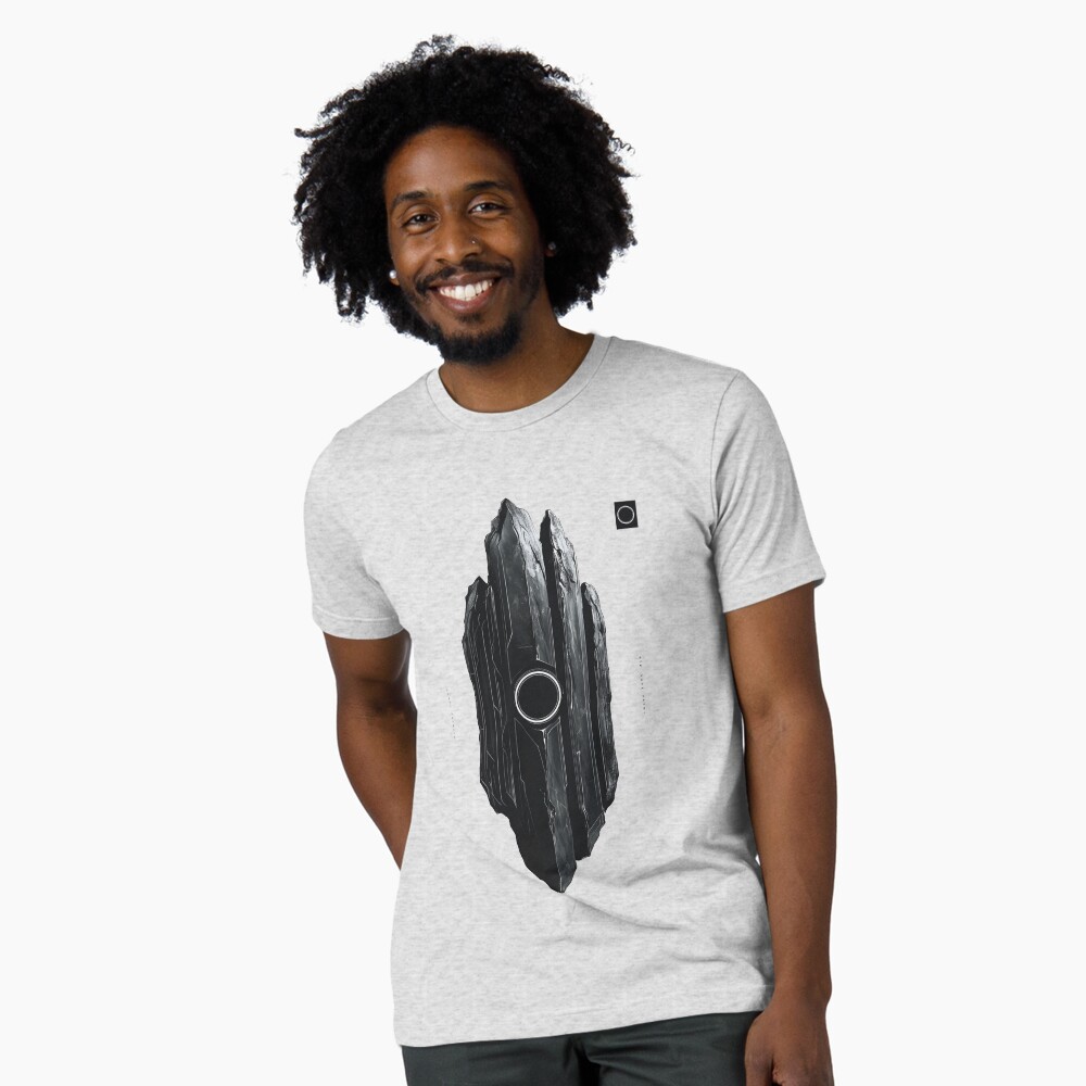 Tri-blend T-Shirt Futuristic Black Obsidian Monolith - Sci-Fi Minimalist Geometric Crystal
