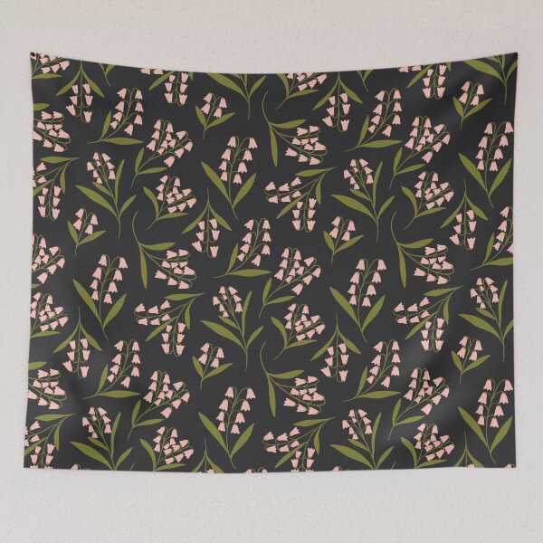 Item preview, Tiny delicate korean bellflowers - Charcoal black designed and sold by Illustrated by Nat.