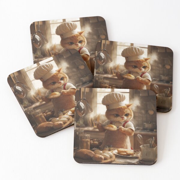 Item preview, Charming and Funny Cat Baker in a Rustic Kitchen designed and sold by Juli M..