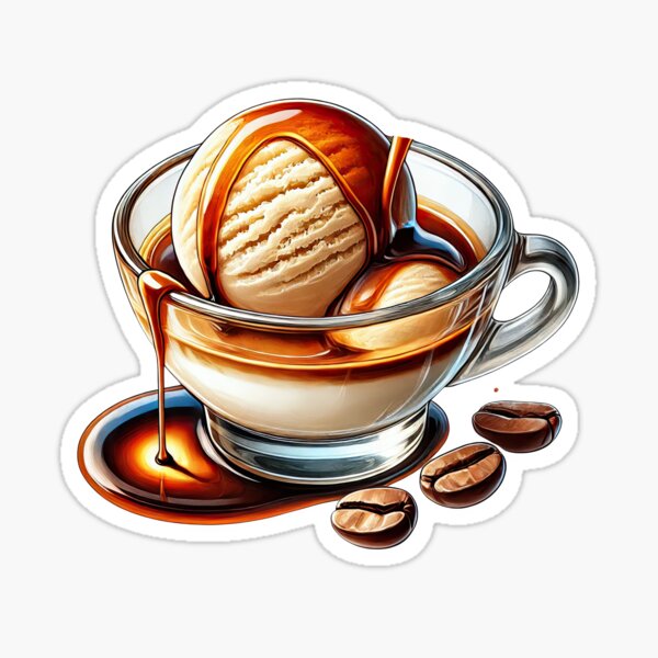 Coffee ice cream dessert with coffee beans Sticker