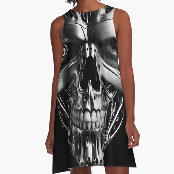 Cyborg Two-Face Futuristic Dual Personality A-Linien Kleid
