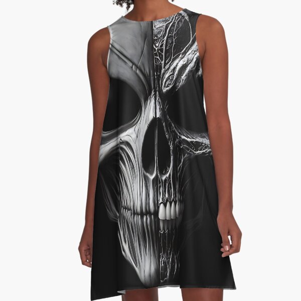 Cyborg Two-Face Futuristic Dual Personality A-Linien Kleid