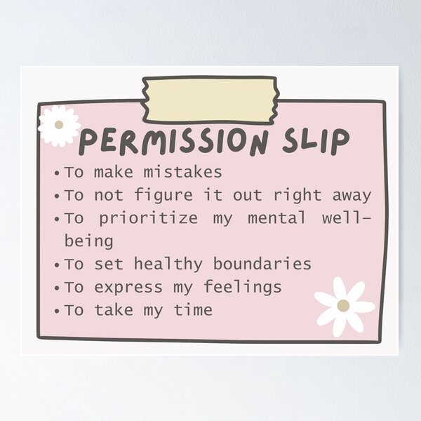 Item preview, Mental health permission slip | positive affirmations  designed and sold by NeurodiverseTea.