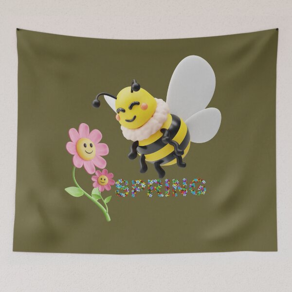 Item preview,  "Cheerful Bee and Flowers Celebrating Spring" designed and sold by Graphollio-shop.