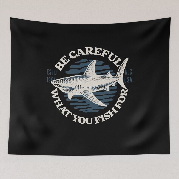 Item preview, BE CAREFU WHAT YOU FISH FOR - VINTAGE SHARK - NAUTICAL designed and sold by justyna-s28.