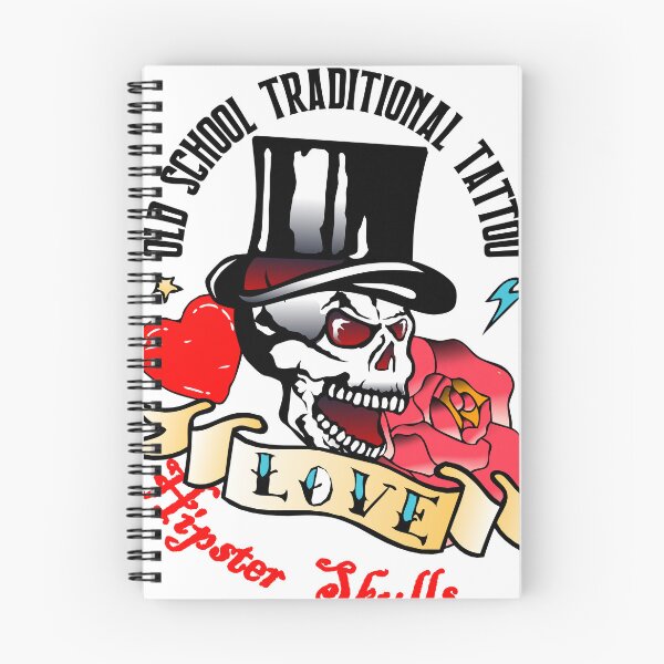 Item preview, hipster skull tattoo old school skull skull hat pink love banner 1308 Z designed and sold by Achille3777.