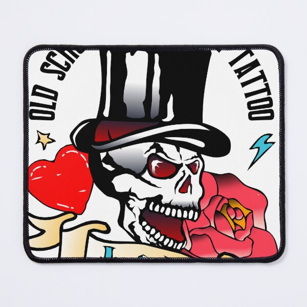 Item preview, hipster skull tattoo old school skull skull hat pink love banner 1308 Z2 designed and sold by Achille3777.