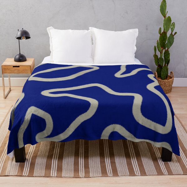 Item preview, Bold Blue and Beige Abstract Line Print designed and sold by Leufia.