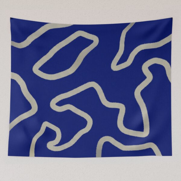 Item preview, Bold Blue and Beige Abstract Line Print designed and sold by Leufia.