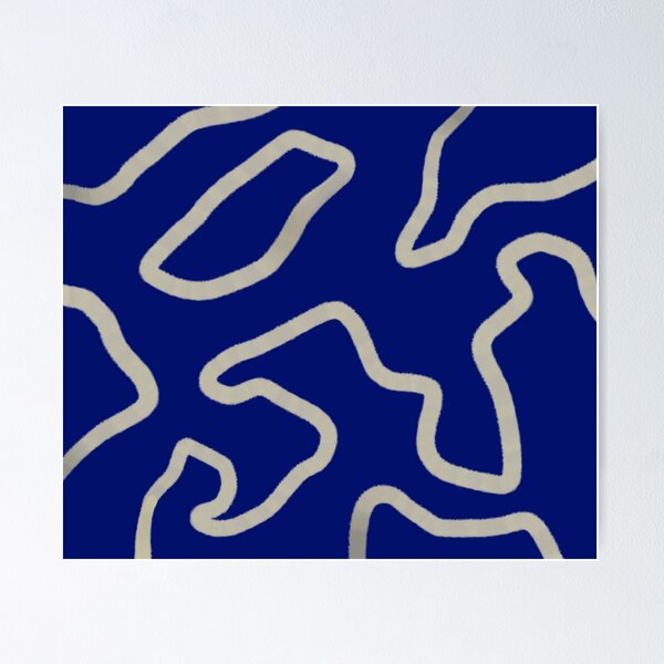 Item preview, Bold Blue and Beige Abstract Line Print designed and sold by Leufia.