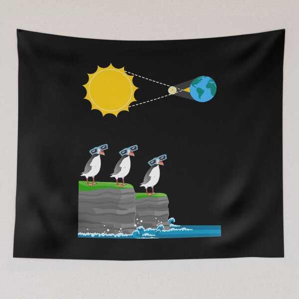 Item preview, Solar eclipses illustration eclipse glasses Puffin lover  designed and sold by Artstastic.