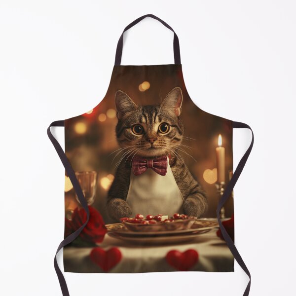 Item preview, Romantic Cat Chef Serving a Valentine's Day Feast designed and sold by Juli M..