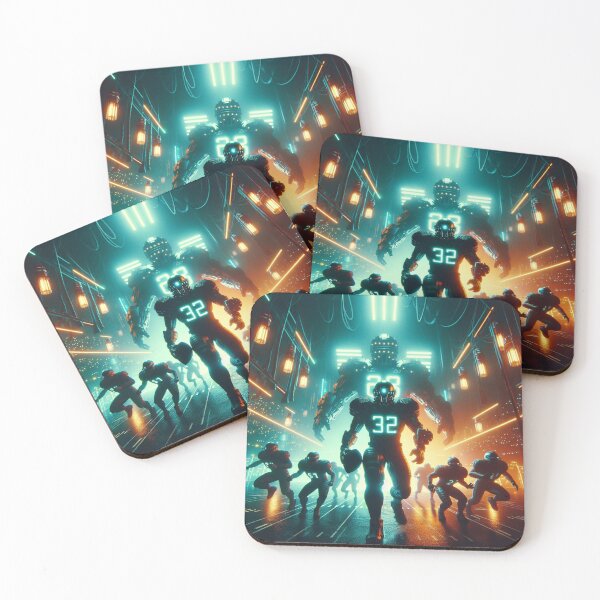Item preview, Cyberpunk Football Warriors – Futuristic Neon Sports Art designed and sold by ashrafzain.