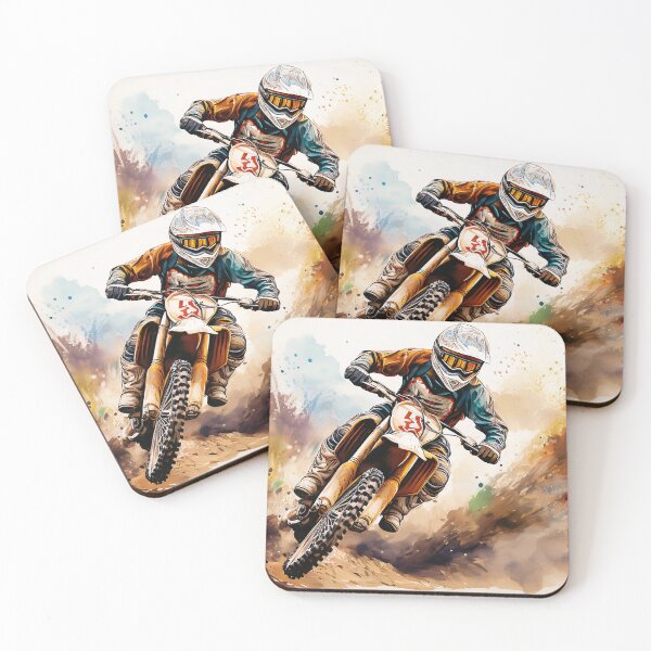 Item preview, A dynamic illustration of a motocross rider in action, with vibrant splashes of color and motion designed and sold by homydesign.