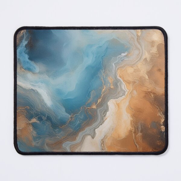 Item preview, Abstract fluid art pattern resembling marble in blue and brown tones designed and sold by homydesign.