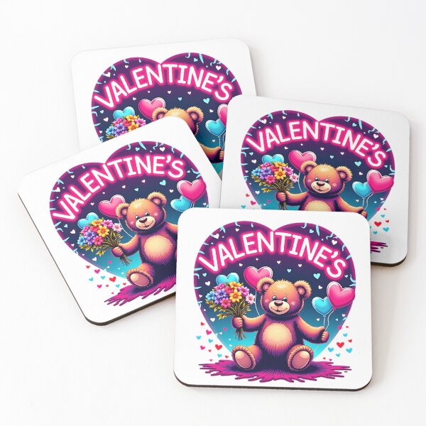 Item preview, Valentines Day Teddy Bear with Flowers and Balloons designed and sold by MysticalSVK.