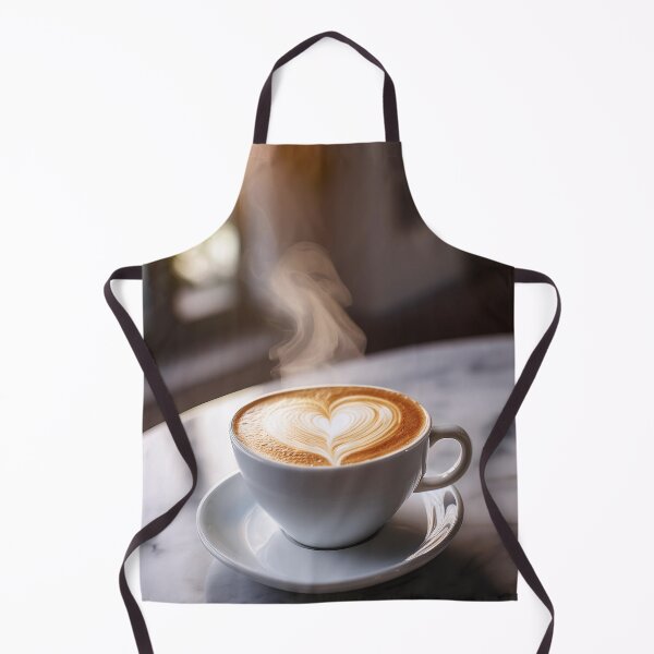 Item preview, A steaming cup of cappuccino with a heart-shaped latte art design on a marble table designed and sold by homydesign.