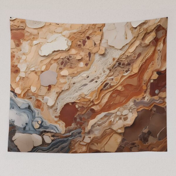 Item preview, Textured layers of earth tones create an abstract, organic landscape with swirling patterns and depth designed and sold by homydesign.