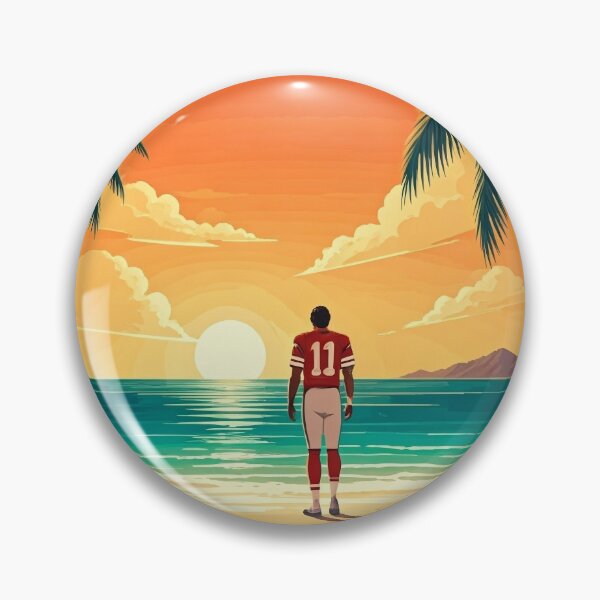 Item preview, Football Sunset Art: Coastal Landscape with Player and Helmets designed and sold by ashrafzain.