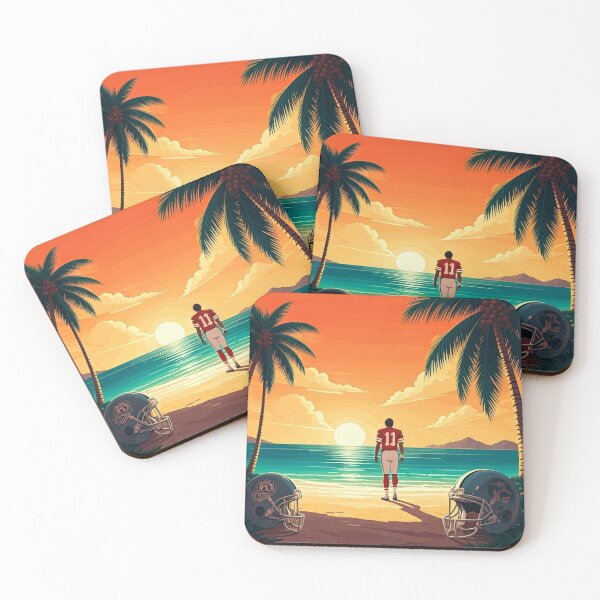 Item preview, Football Sunset Art: Coastal Landscape with Player and Helmets designed and sold by ashrafzain.