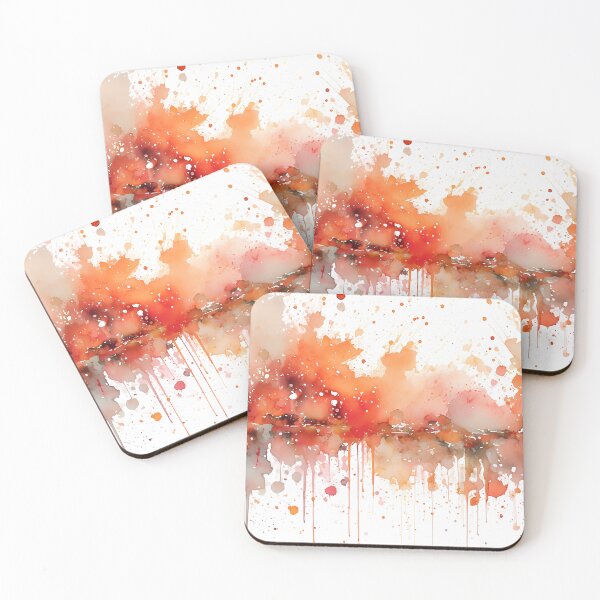 Item preview, Watercolor illustration of mix of orange and brown splashes, suggesting motion and artistic chaos Generative Ai. designed and sold by homydesign.