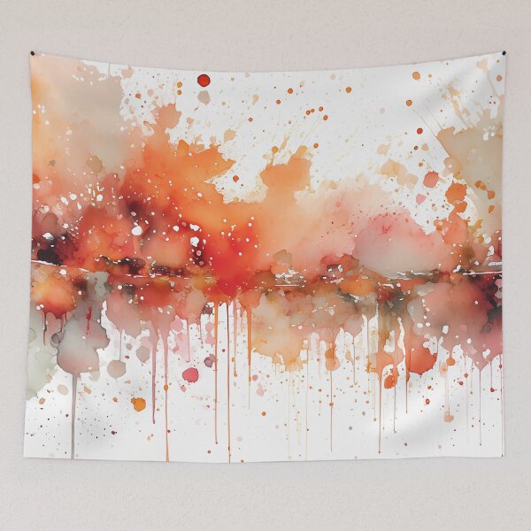 Item preview, Watercolor illustration of mix of orange and brown splashes, suggesting motion and artistic chaos Generative Ai. designed and sold by homydesign.