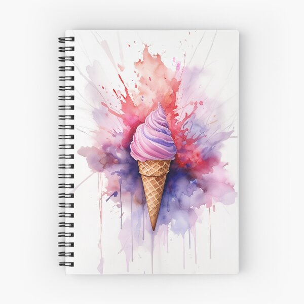 Item preview, A vibrant ice cream cone with a purple swirl is surrounded by an explosive splash of colorful watercolors designed and sold by homydesign.
