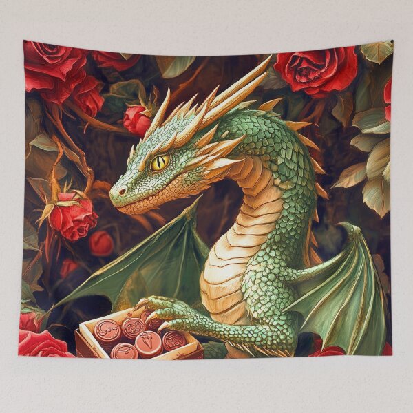 Item preview, Dragon in Roses with Chocolates designed and sold by ACastilloArt.